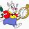 White Rabbit Running with Clock Image