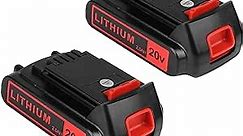 KINGTIANLE 2packs Replace Battery for Black and Decker 20v Max 2500mAh, LBXR20 Replacement Battery LB20 LBX20 LBX4020 Extended Run Time Cordless Power Tools Series