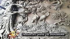 Very Beautiful 3D relief mural with sand & cement on the concrete wall