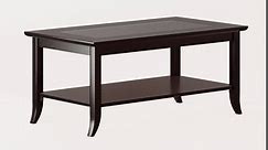 Winsome Genoa Rectangular Coffee Table with Glass Top And Shelf, Espresso