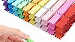 Colored Clothespins, Colorful Clothes Pins Wooden Clips Rainbow Colors 50 Pack Decorative Crafts Pegs Photos Pictures Decoration Clip Clothing Hanging Closepins, 2.9 Inch 5 PCS Per Color