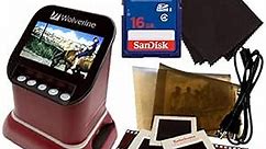 Wolverine F2D Saturn Digital Film & Slide Scanner - Converts 120 Medium Format, 127 Film, Microfiche, 35mm Negatives & Slides to Digital - 4.3" LCD, 16GB SD Card, Z-Cloth & HDMI Cable Included (Red)