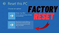 Factory Reset Your Laptop | Reset your PC Without Losing Any Data