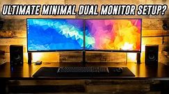 ULTIMATE DUAL MONITOR Minimalistic Home Office Desk SETUP?! - VIVO Dual Monitor Stand Review