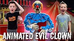 Animated Evil Clown Spirit Halloween | Unbox Setup Halloween Animatronic | Spirit Throwback Thurs
