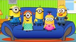 Five little MINIONS Jumping on the Bed