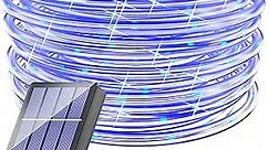 Solar Rope Lights Outdoor Waterproof LED - 40FT 100 LED Solar String Lights Tube Light Solar Outdoor Fairy Rope Christmas Lights for Yard Garden Patio Fence Balcony Camping Tree Decoration Blue