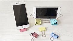DIY PHONE HOLDER:10 EASY IDEAS MAKE MOBILE PHONE STAND WITH BINDER CLIPS