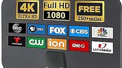 TV Antenna Indoor - 250+ Miles Long Range, 4K Digital TV Antenna for Local Channels - HD TV Antenna with Signal Amplifier and 16.4FT Coax Cable - Work for All Types TV