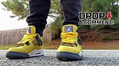Air Jordan 4 Tour Yellow Lightning Sneaker On Feet Review
