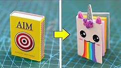 DIY Mini Unicorn notebook || how to make Mini Unicorn notebook from matchbox