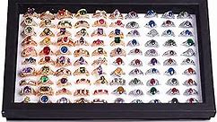 Jewelry Rings Display Tray Velvet 100 Slot Case Box Jewelry Storage Box