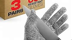 NoCry Premium Cut Resistant Gloves Food Grade — Level 5 Protection; Ambidextrous; Machine Washable; Superior Comfort and Dexterity; Lightweight Protective Gloves; Complimentary eBook (3-pack)