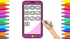 Mobile Phone Coloring Pages for Kids | How to Draw iPhone X Mobile Phone Color #ColoringPainting -18