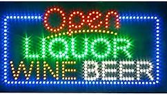 LED Liquor Beer Wine Sign for Business, Super Bright LED Open Sign for Liquor Store, Electric Advertising Display Sign for Wine Store Business Shop Store Window Home Decor. (HSO1156)