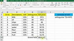 How to calculate VAT in excel |calculate VAT in excel | value added tax | excel formulas
