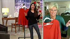 Belle by Kim Gravel Waffle Knit V-Neck Top with Smile Hem on QVC