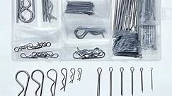 200Pcs Cotter Pin Assortment Kit R Clip Split Pin Fasteners 304 Stainless Steel Spring Retaining Hair Pins,Perfect for Mechanics,Lawn Mowers,RV Owners