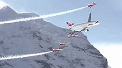 Spectacular air show in the Swiss Alps