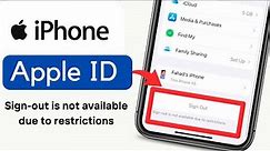 Sign-Out Is Not Available Due to Restrictions in Apple ID | How to Sign out from iCloud