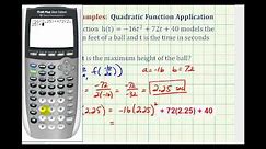 Ex: Quadratic Function Application - Time and Vertical Height