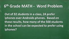 6th Grade Math WORD PROBLEM