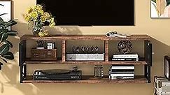 Tribesigns Floating TV Stand, Wall Mounted Media Console with Doors, 40” Farmhouse Floating Entertainment Center with Storage, TV Shelf with Cabinet for Living Room Bedroom, Office, Brown