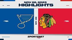 NHL Highlights | Blues vs. Blackhawks - November 26, 2023