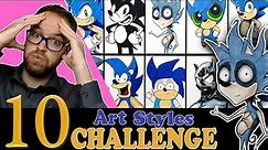 Drawing in 10 DIFFERENT STYLES..? | Art Styles SWAP CHALLENGE | Sonic The Hedgehog