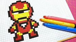Handmade Pixel Art - How To Draw Iron Man #pixelart