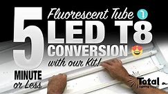 5 minute or less fluorescent tube light to LED T8 conversion with our EZ Kit by Total Bulk Lighting