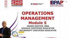 Fundamentals of BPO Lecture 10 - Operations Management