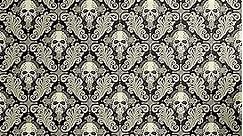 Lunarable Skull Peel & Stick Wallpaper for Home, Skulls with Floral Curly Details Antique Victorian Design Gothic Elements, Self-Adhesive Living Room Kitchen Accent, 13" x 100", Cream Taupe Black