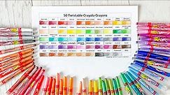 50 Crayola Twistable Crayons Names and Swatches!