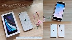 iPhone SE 2020 Unboxing + 12 Mini Size Comparison | chill, cute aesthetic