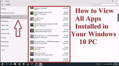 How to View All Apps Installed in Your Windows 10 PC