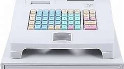 Cash Register - Electronic POS System with 4 Bill 5 Coin,Removable Tray and Thermal Printer,48-Keys 8-Digital LED Display Multifunction for Small Businesses, White A