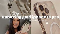 unboxing the iPhone 14 Pro in Gold | first impressions + set up