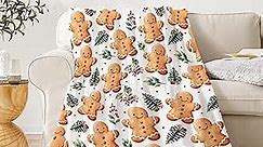 Christmas Gingerbread Blanket Lightweight Flannel Throw Blanket Gifts for Girls Women in All Season Blanket for Bed/Couch/Sofa 90"x120" for Whole Family