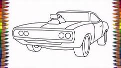How to draw a car Dodge Charger 1970 step by step for beginners