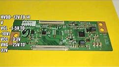 LG t-con board 32 inches voltages testing point || if missing, face no picture issue ||