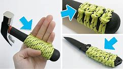如何在工具的手柄上纏繩子？3個手柄繩結綁法，令工具手柄防滑防燙，更有握持感！3 Ways to Make a Paracord Knife Handle or axe handle Wrap