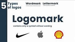 5 types of logos explained. Logomark, wordmark, lettermark, emblem and combination mark