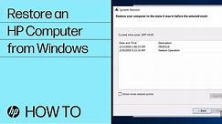Restore an HP Computer from Windows | HP Computers | HP Support