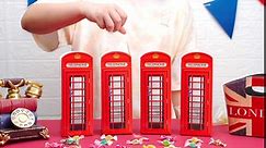 4 Pieces British Party Decorations English Phone Booth Box Candies Boxes British International Themed Party Favors for London Party Christmas Gift, 2.9 x 8.6 Inch