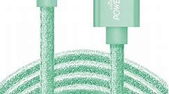 Liquipel Powertek iPad & iPhone Charger Cable, Fast Charging 6ft MFI Certified Lightning to USB Cord, Pastel Glitter Green