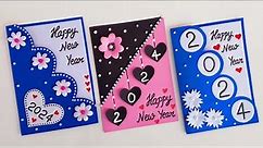 DIY 3 Beautiful Handmade New Year Greeting Cards | New Year Card 2024 | new year card making ideas