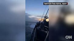 Video shows warship battle strong winds before capsizing