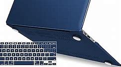 IBENZER Compatible with MacBook Air 11 Inch Case Model A1370 A1465, Soft Touch Plastic Hard Shell Case Bundle with Keyboard Cover for Mac Air 11, Navyl Blue, A11NVBL+1