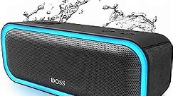DOSS SoundBox Pro Bluetooth Speaker with 20W Stereo Sound, Active Extra Bass, IPX6 Waterproof, Bluetooth 5.0, TWS Pairing, Multi-Colors Lights, 20 Hrs Playtime, Portable Speaker for Beach, Outdoor